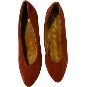 Anthropologie Miss Albright Red Rust Suede Heels